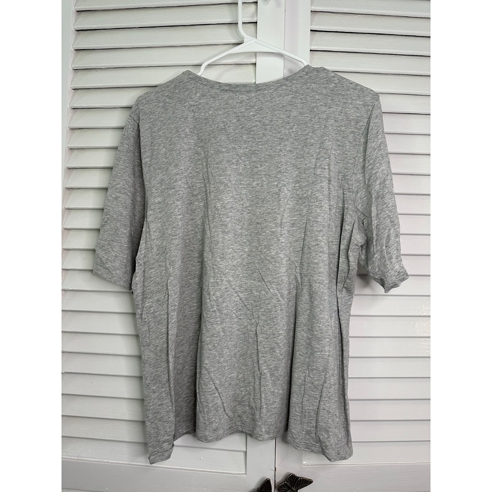 Garnet Hill Size XL Heather Gray Organic Pima Cotton Tencel Short Sleeve Top - Picture 5 of 5